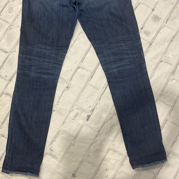 Paige Skyline Jeans Mid-Rise Light Distressing Skinny Straight Dark Wash Denim - Picture 6 of 11